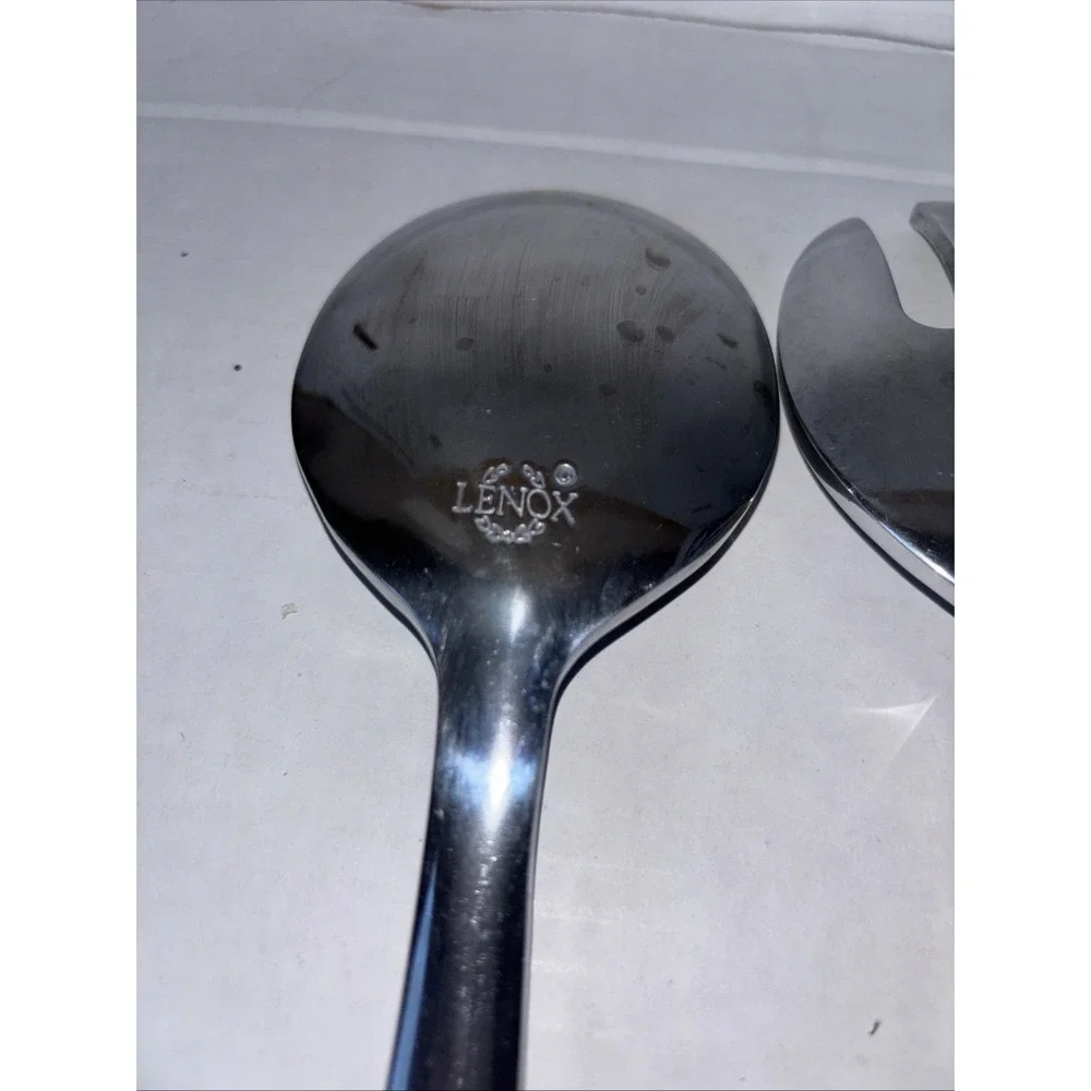 LENOX Metal Salad‎ Serve Fork And Spoon Floral